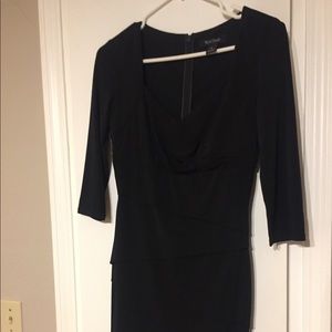 WHBM instantly slimming 3/4 sleeve black dress sz4